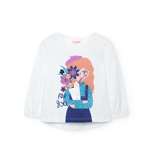 Boboli Girls Off White Long Sleeve Top