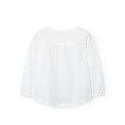 Boboli Girls Off White Long Sleeve Top