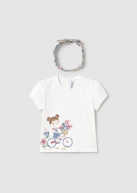 Mayoral Baby Girls Floral Print T-shirt With Matching Headband