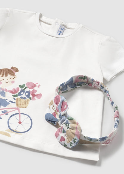 Mayoral Baby Girls Floral Print T-shirt With Matching Headband