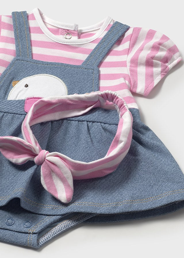 Mayoral Baby Girls Dungaree Set and Headband