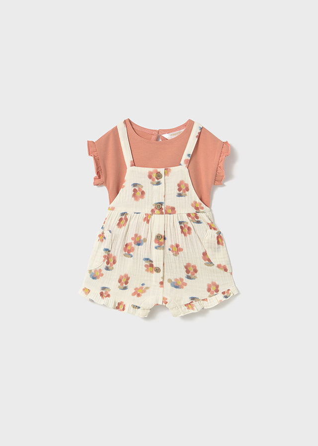 Mayoral Baby Girls Peach Dungaree Set