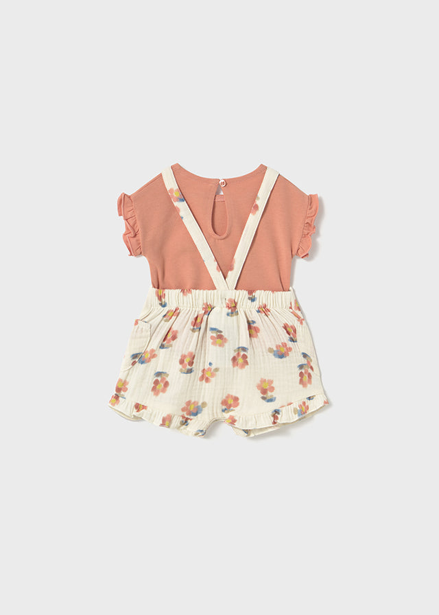 Mayoral Baby Girls Peach Dungaree Set