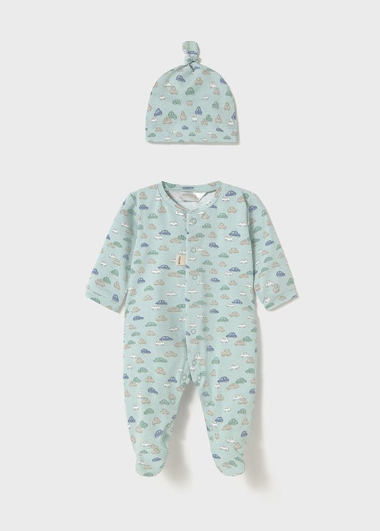 Mayoral Newborn Baby Boys Jade Body Suit with Hat