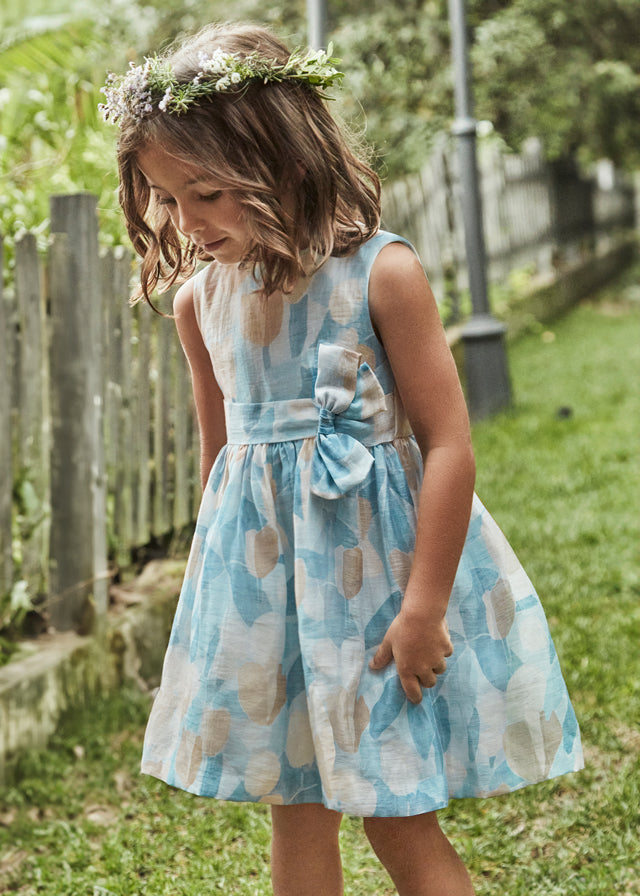 Mayoral Girls Printed Dress with Bow