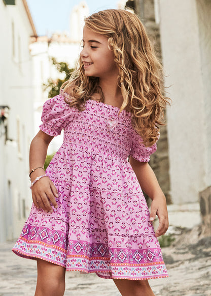 Mayoral Girls Floral Print Smock Dress