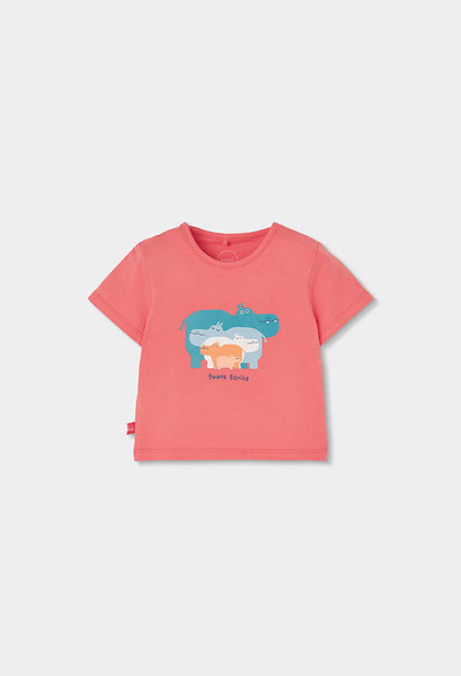 Boboli Baby Girls Coral Stripes Top and Shorts Set