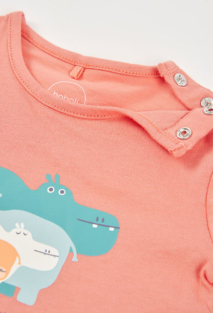 Boboli Baby Girls Coral Stripes Top and Shorts Set