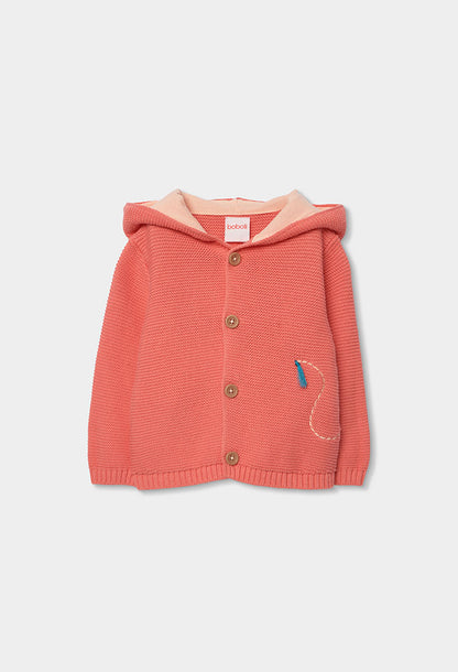 Boboli Baby Girls Coral Knit Hooded Cardigan