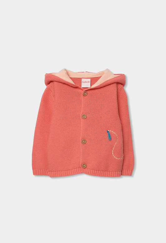 Boboli Baby Girls Coral Knit Hooded Cardigan