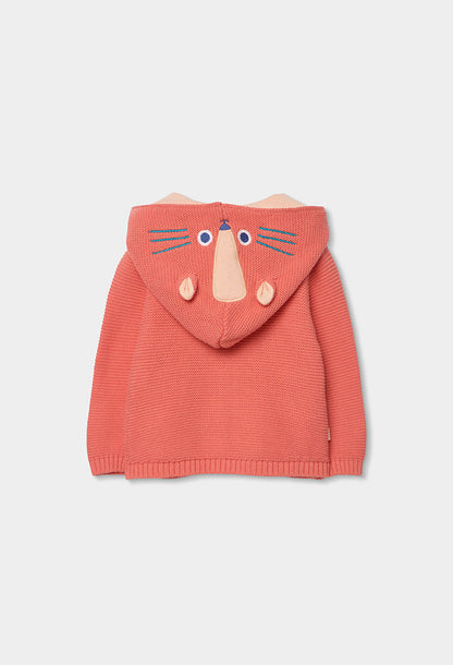 Boboli Baby Girls Coral Knit Hooded Cardigan