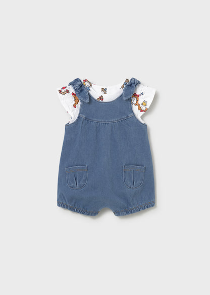 Mayoral Baby Girls Light Denim Romper and T-shirt Set