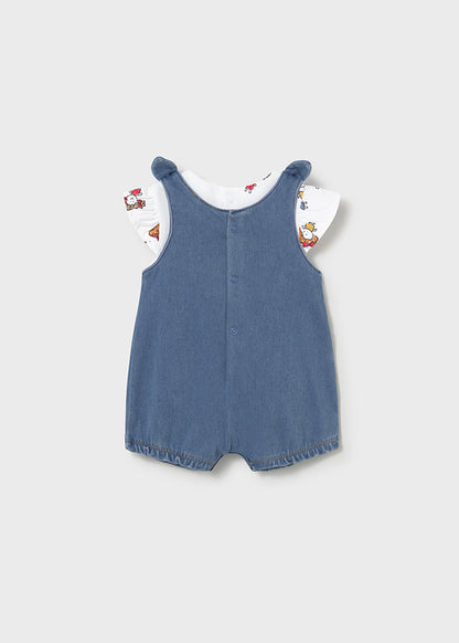 Mayoral Baby Girls Light Denim Romper and T-shirt Set