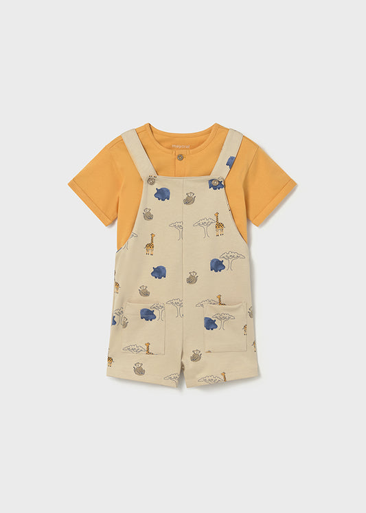 Mayoral Baby Boy Animal Printed Dungarees and Baby T-shirt Set