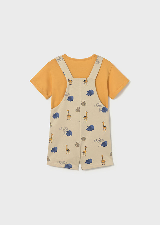 Mayoral Baby Boy Animal Printed Dungarees and Baby T-shirt Set