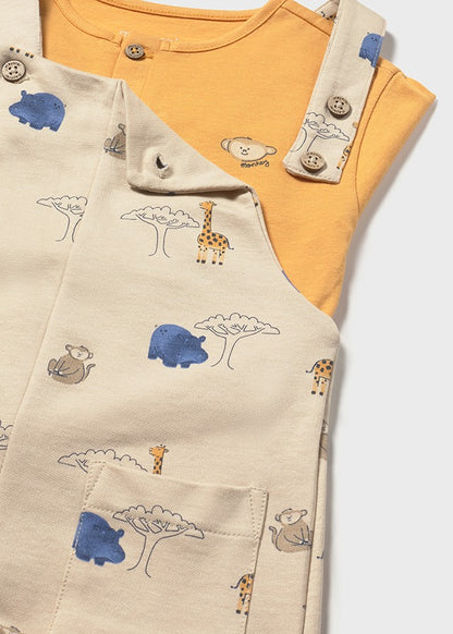 Mayoral Baby Boy Animal Printed Dungarees and Baby T-shirt Set