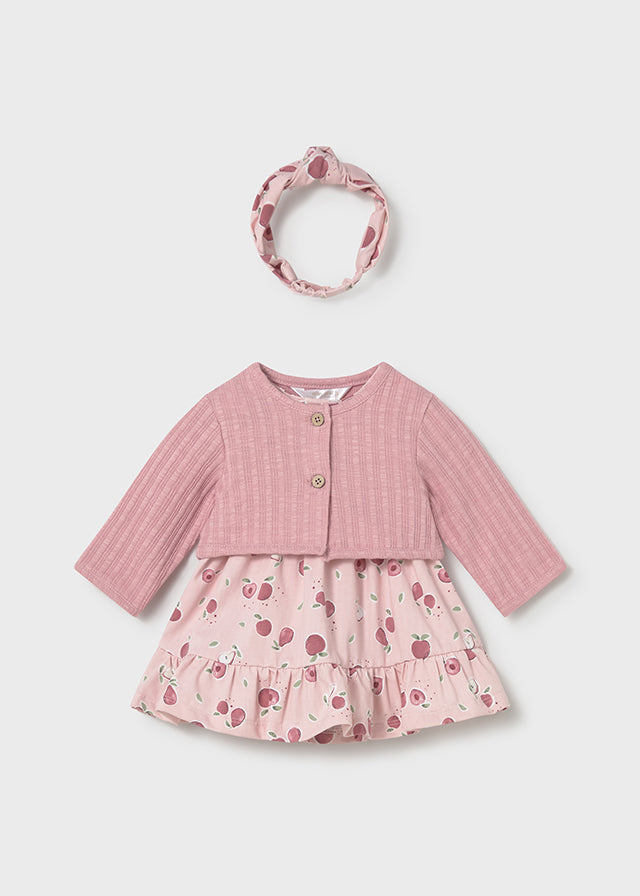 Mayoral Baby Girls Pink 3 Piece Dress Set