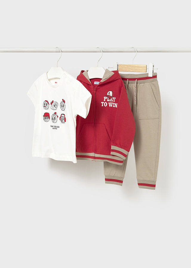 Mayoral Baby Boy Tomato Red 3 Piece Tracksuit