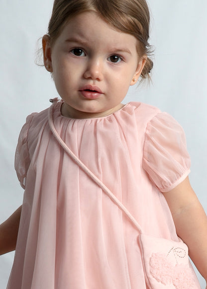 Mayoral Baby Girl Peony Tulle Dress with Bag