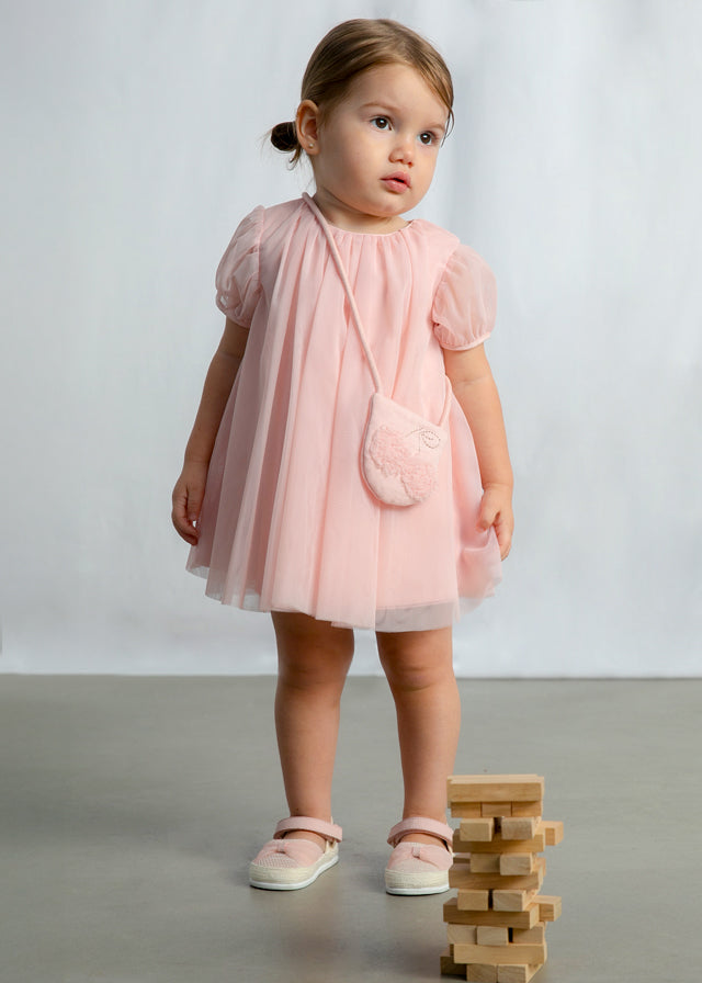 Mayoral Baby Girl Peony Tulle Dress with Bag
