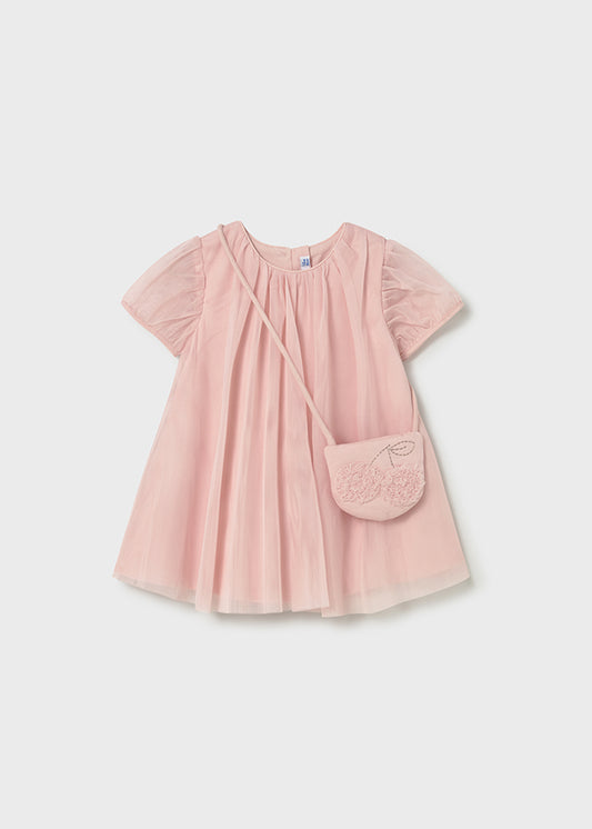 Mayoral Baby Girl Peony Tulle Dress with Bag