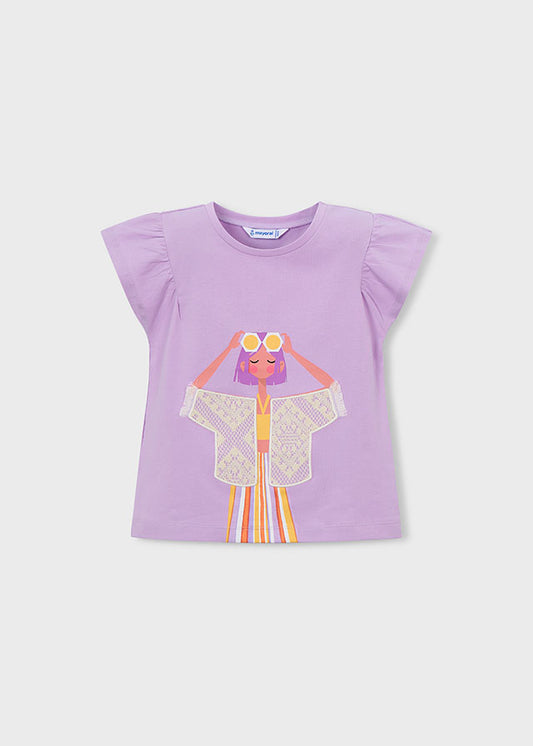 Mayoral Girls Lilac Short Sleeved T-shirt