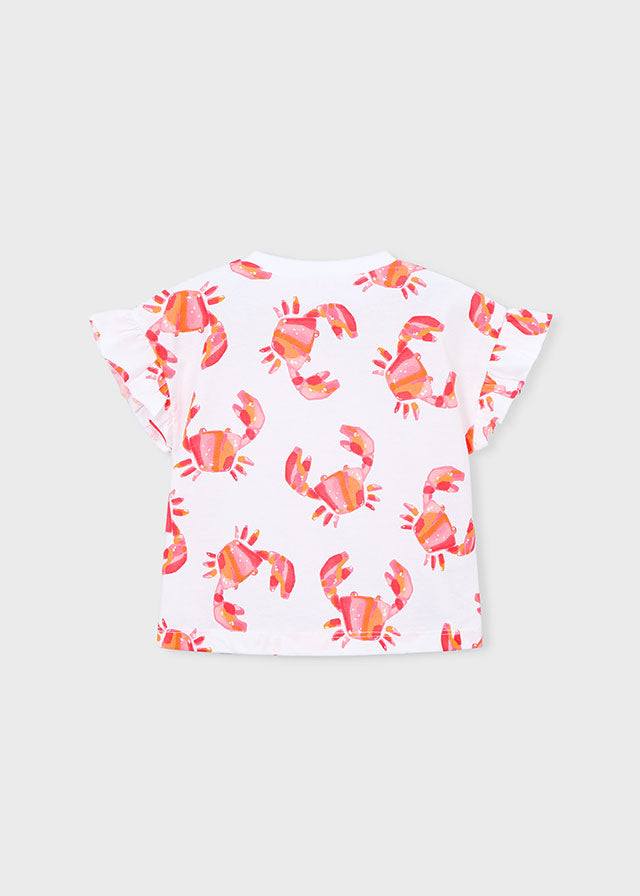 Mayoral Girls Fuschia Printed Short Sleeved T-shirt