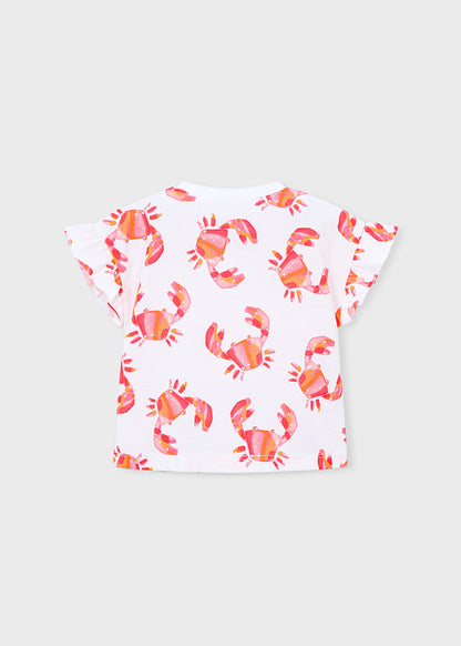 Mayoral Girls Fuschia Printed Short Sleeved T-shirt