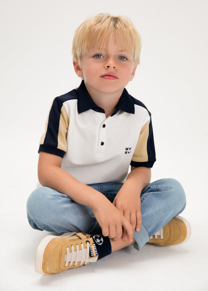 Mayoral Boys Cream Short Sleeved Polo top