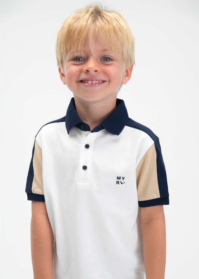 Mayoral Boys Cream Short Sleeved Polo top
