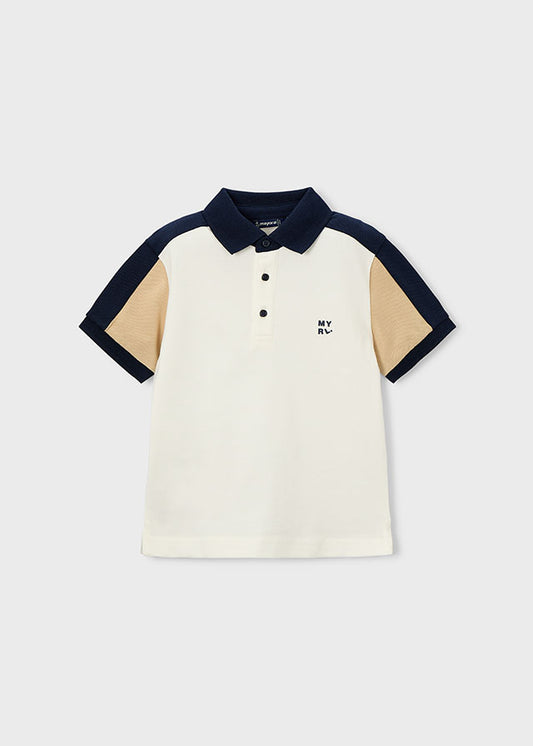 Mayoral Boys Cream Short Sleeved Polo top