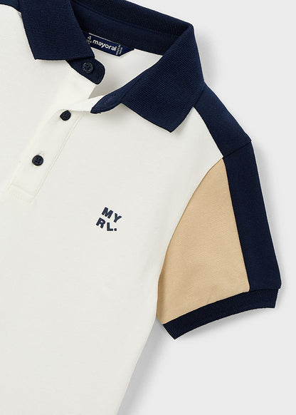 Mayoral Boys Cream Short Sleeved Polo top