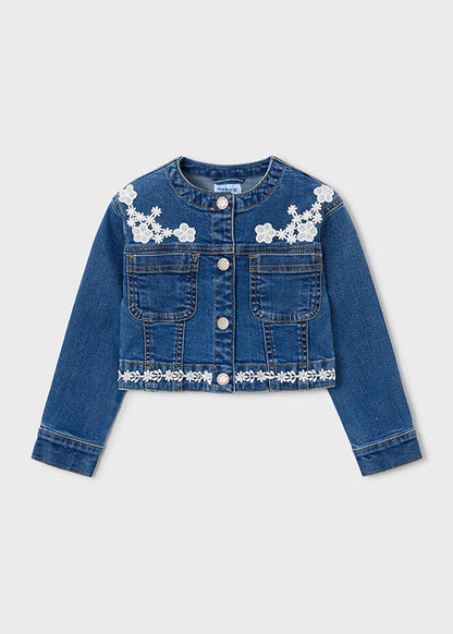 Mayoral Girls Denim Jacket with Embroidered Details
