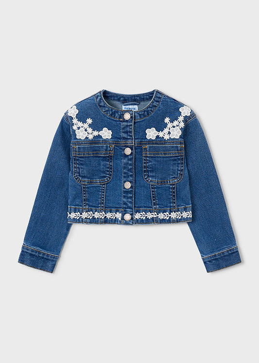 Mayoral Girls Denim Jacket with Embroidered Details