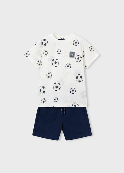 Mayoral Boys Navy Football Printed Short Set