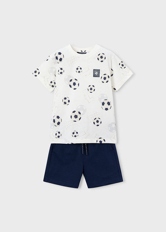 Mayoral Boys Navy Football Printed Short Set