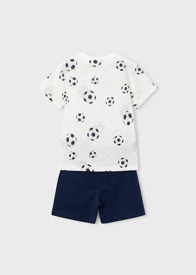 Mayoral Boys Navy Football Printed Short Set