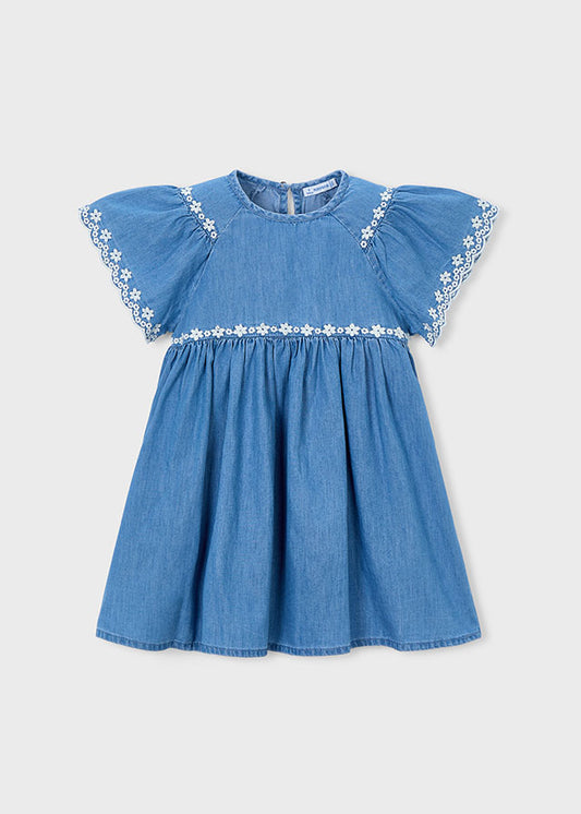Mayoral Girls Dress with Embroidered Details