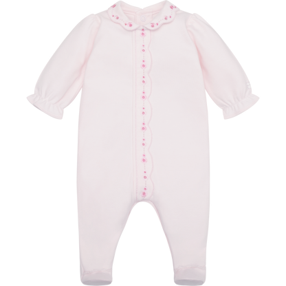 Emile et Rose Baby Girls Pink Baby Grow Floral Embroidery