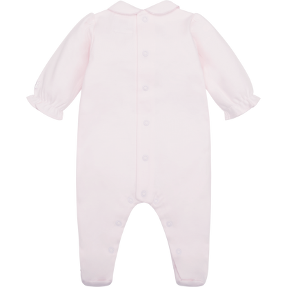 Emile et Rose Baby Girls Pink Baby Grow Floral Embroidery