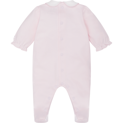 Emile et Rose Baby Girls Pink Baby Grow Embroidered Bunnies & Hat