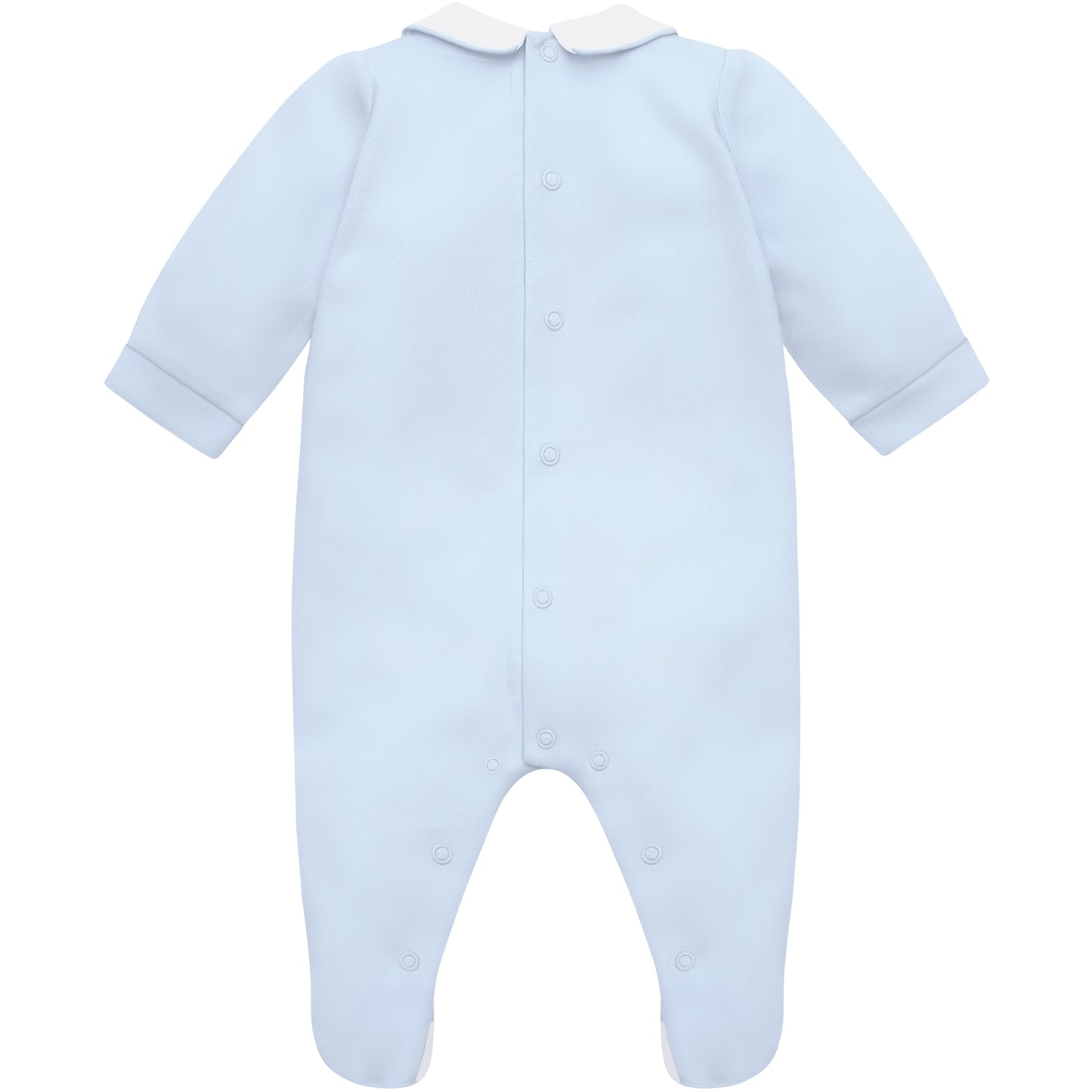 Emile et Rose Baby Boys Blue Babygrow with Collar, Embroidered Bears & Hat