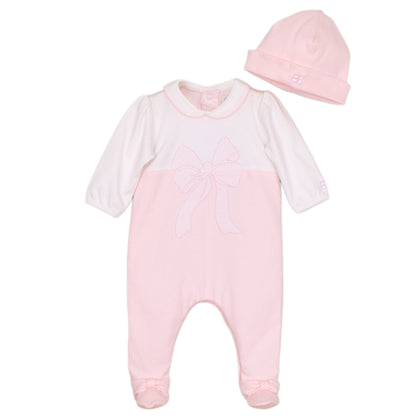 Emile et Rose Baby Girls Maya Pink Bow Baby Grow & Hat
