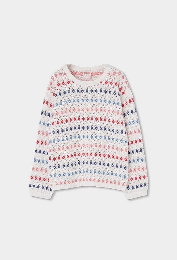 Boboli Girls Long Sleeve Colourful Knit Pullover