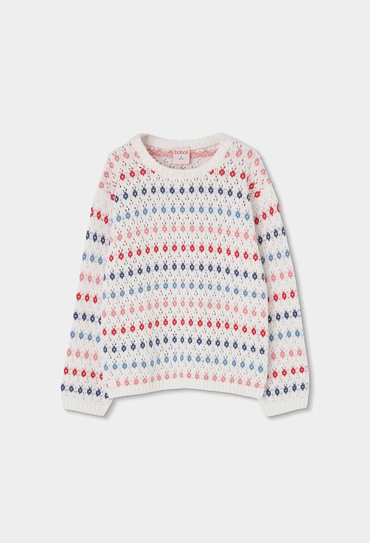 Boboli Girls Long Sleeve Colourful Knit Pullover