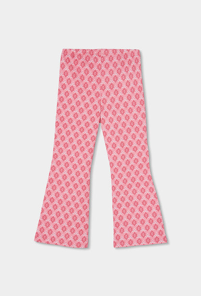 Boboli Girls Pink Pattern Flared Leggings