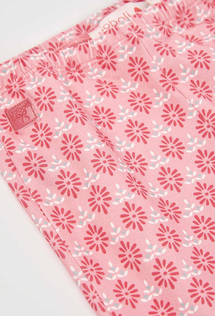 Boboli Girls Pink Pattern Flared Leggings