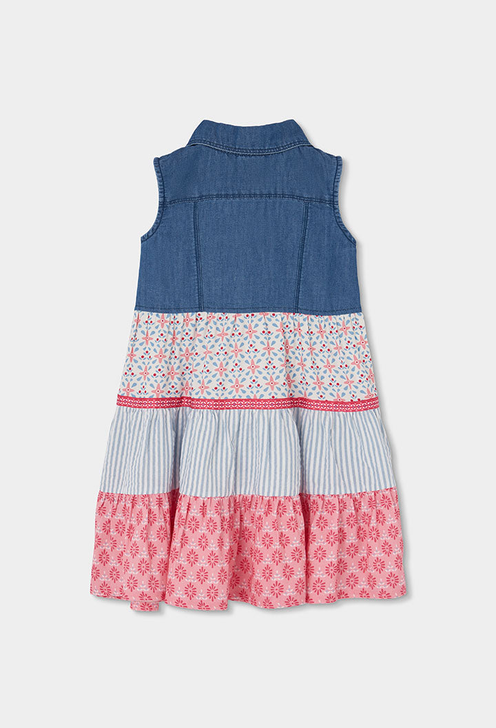 Boboli Girls Blue Denim Combine Dress