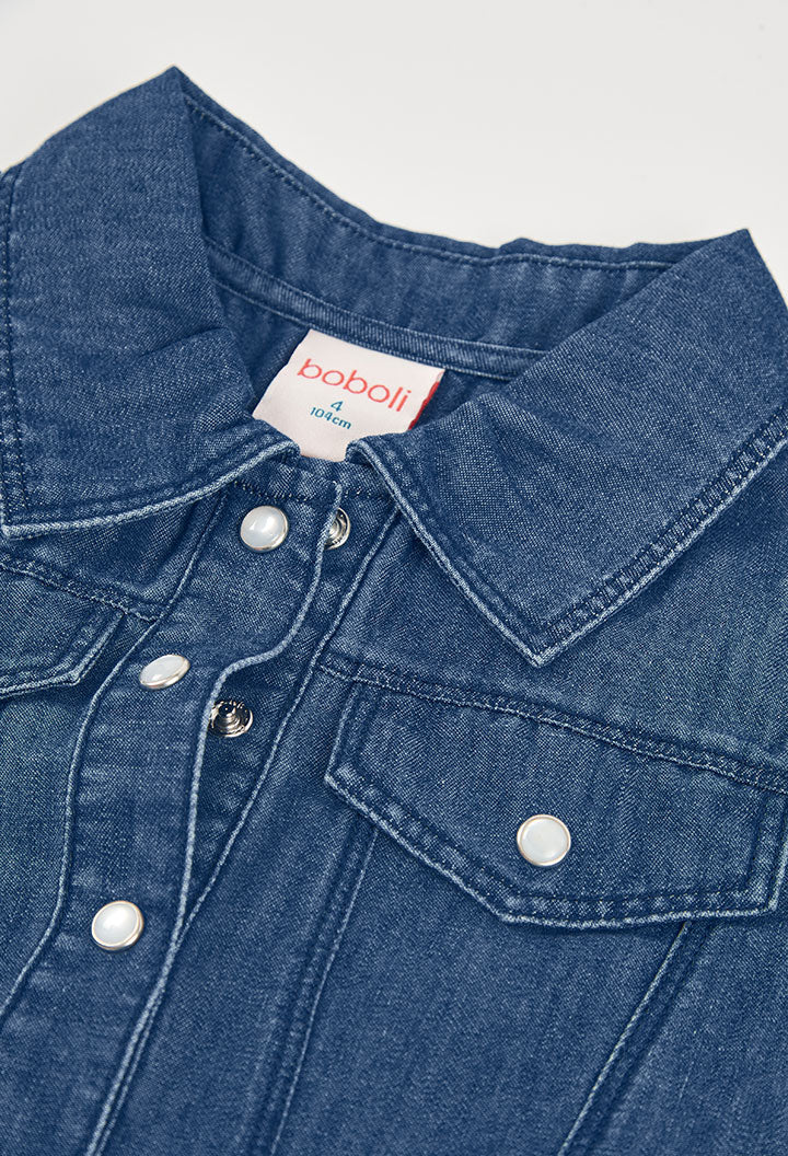 Boboli Girls Blue Denim Combine Dress