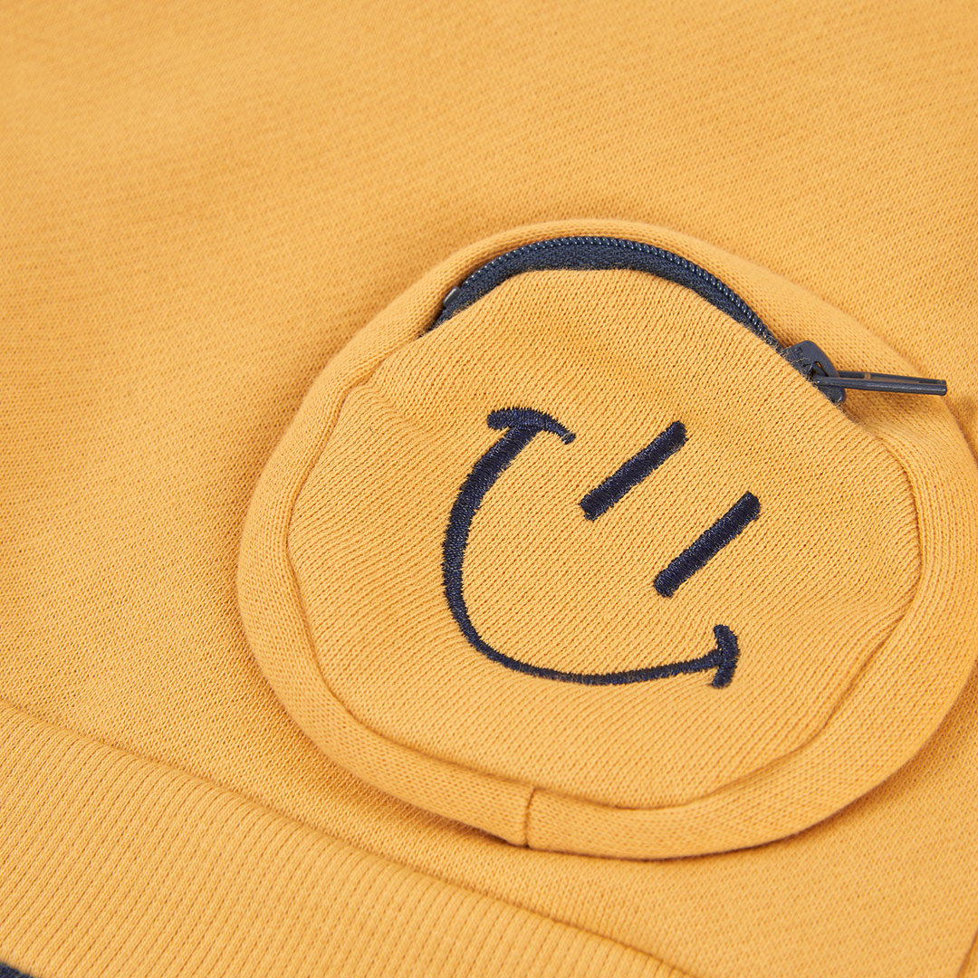 Boboli Girls Fleece Combined Mustard Dress